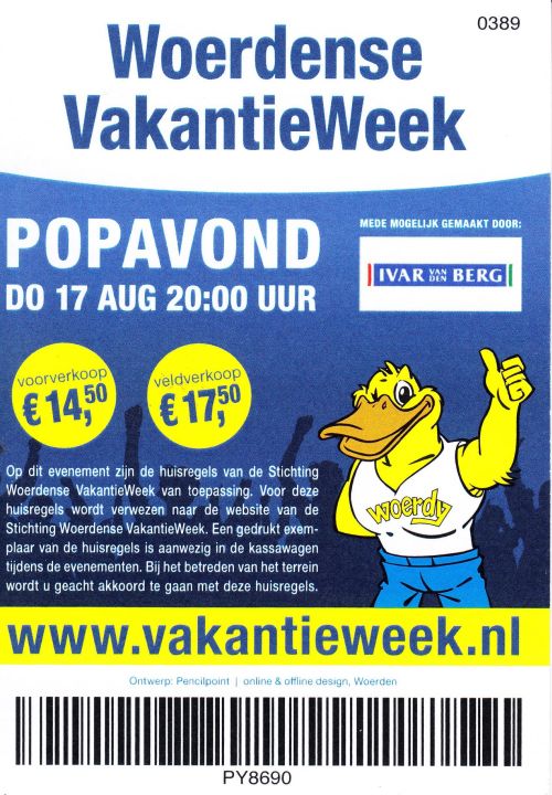 Golden Earring show ticket August 17 2017 Woerden - Open Air Excercitieveld